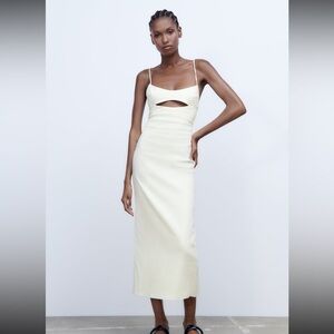 Cutout Linen Blend Dress